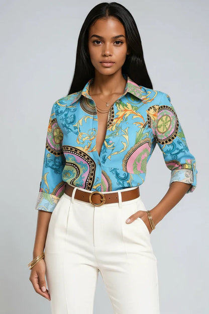 Blusa estampada de mujer con corte fluido – ELVINA