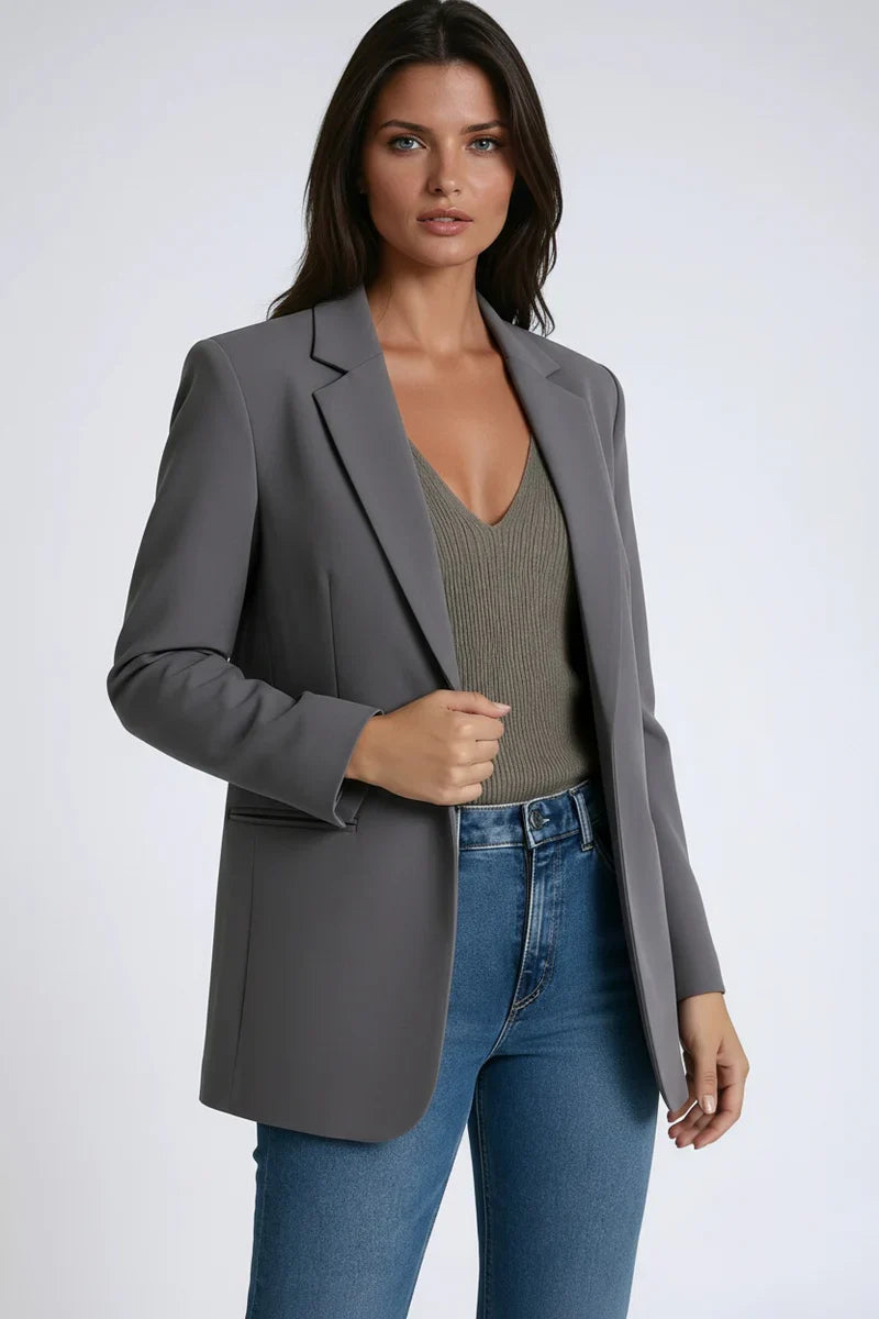 Blazer largo de mujer con solapa clásica – SOFARIA