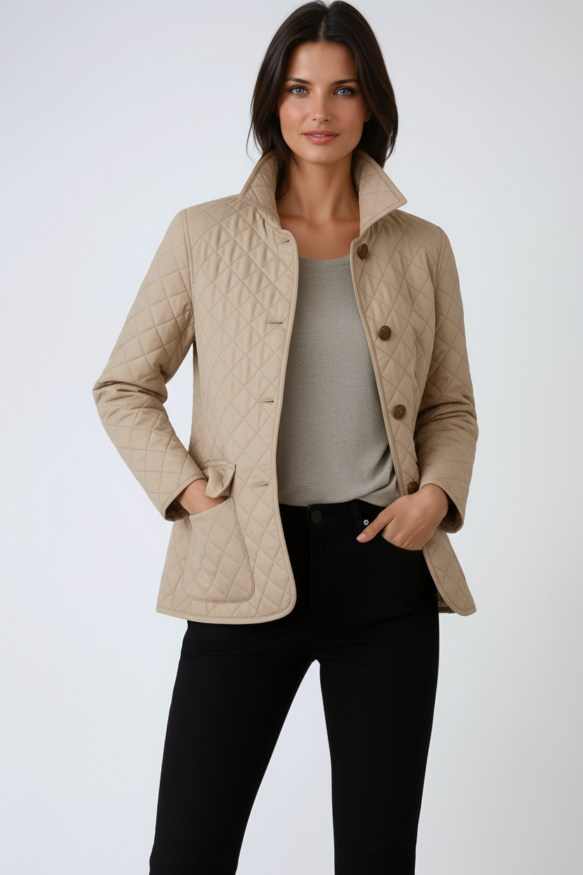 TESSARA – Cazadora acolchada de entretiempo para mujer con cierre de botones