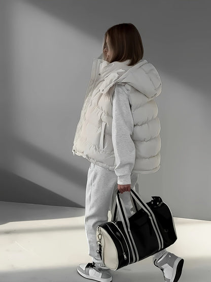 Chaleco sin mangas para mujer con cremallera y escote en pico – LEVANA