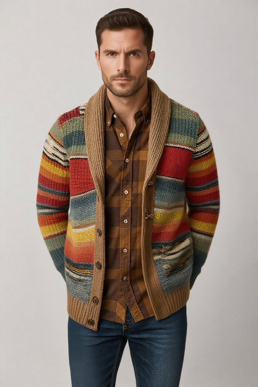 Chaqueta de punto para hombre con diseño de rayas – STRAVEN