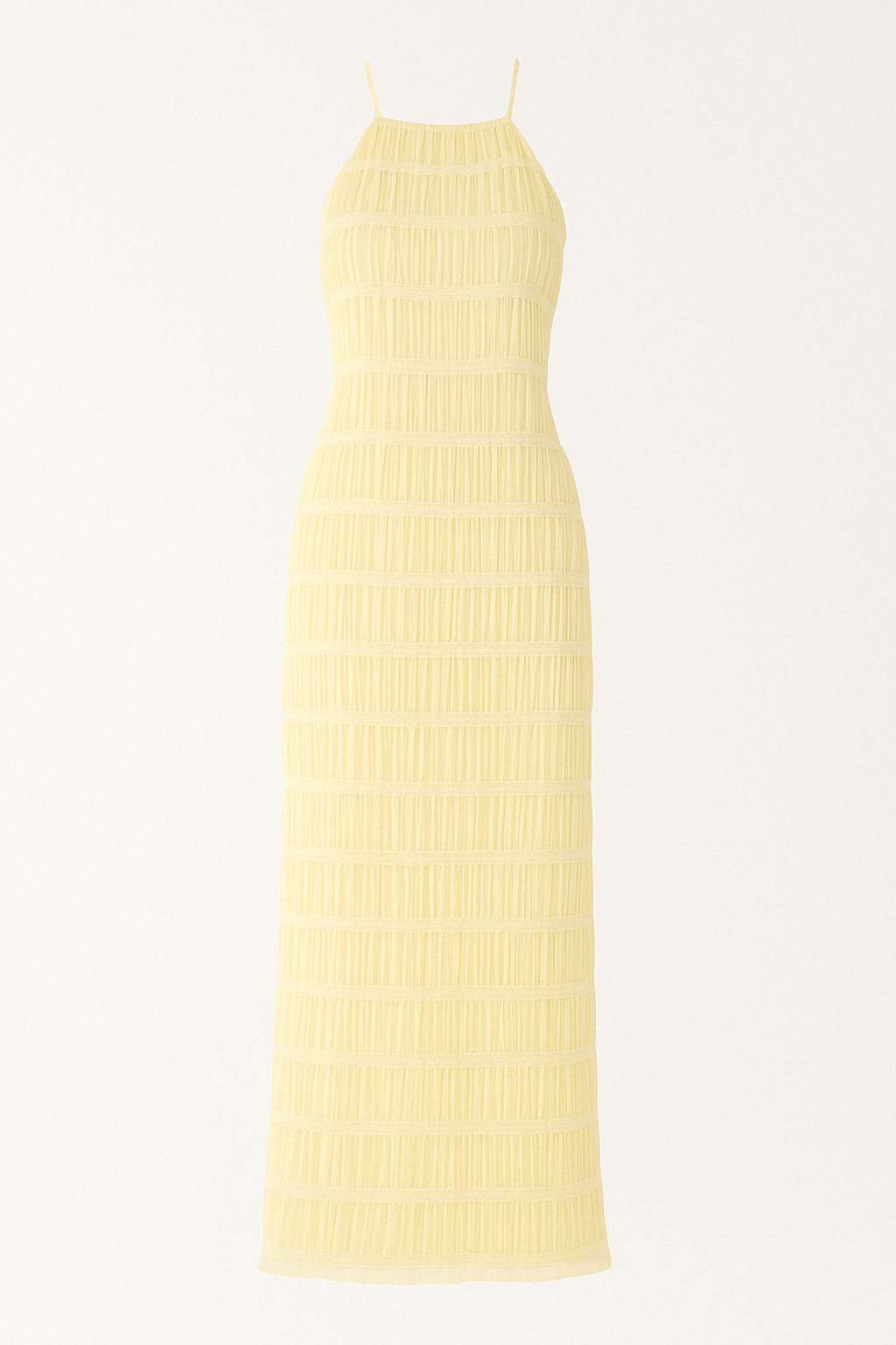 Vestido largo de mujer con cuello halter y pliegues – JOAQUINA