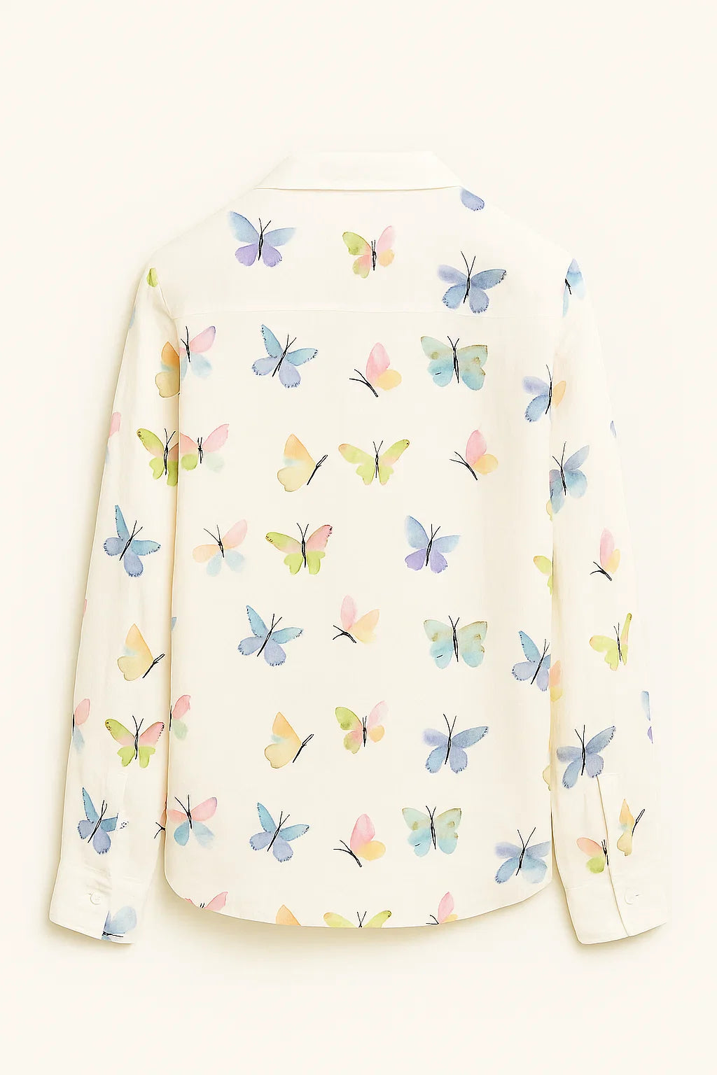Camisa casual de mujer con estampado de mariposas y cierre de botones – FLORYNA