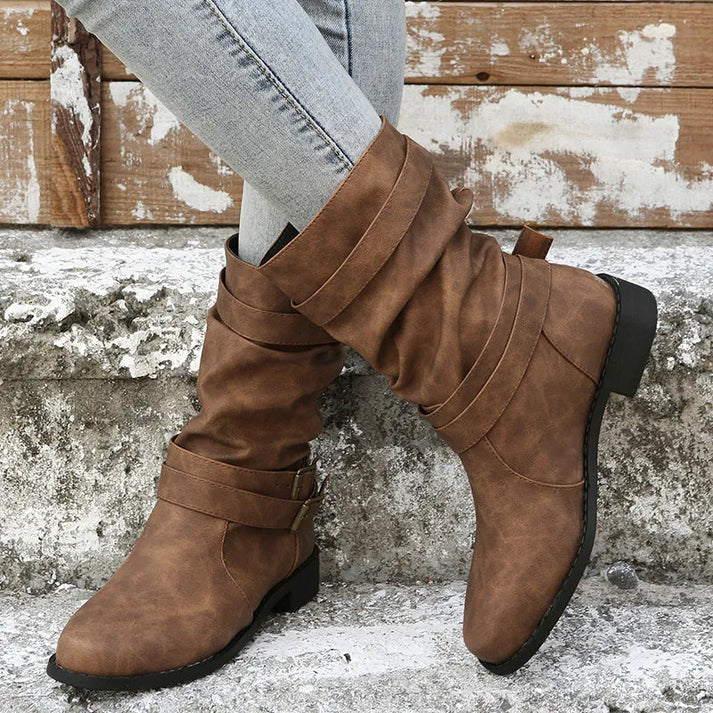 COSIMA – Botines de ante sintético con tacón para mujer