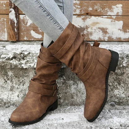 COSIMA – Botines de ante sintético con tacón para mujer