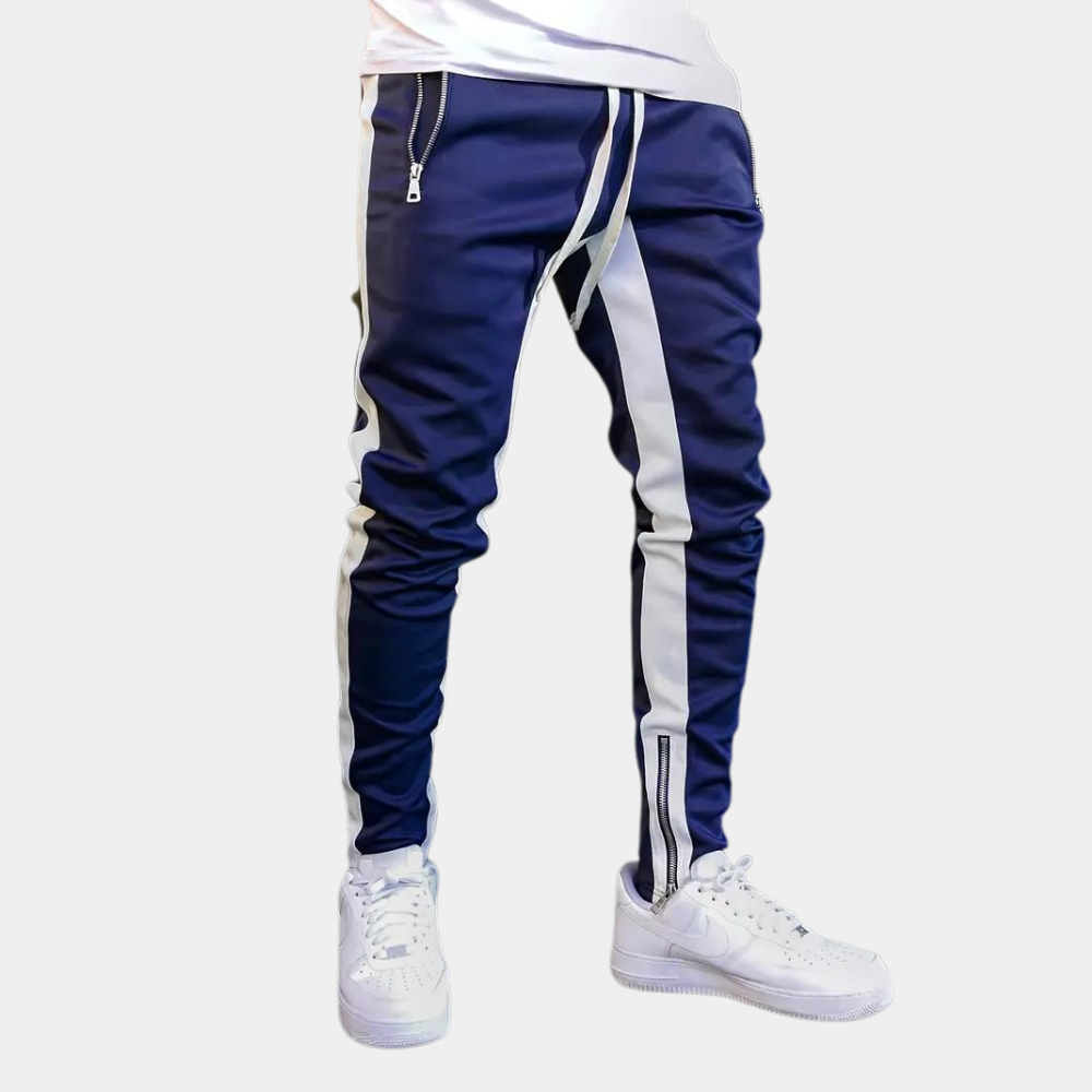 LEO - Pantalón jogger deportivo para hombre con franja de contraste