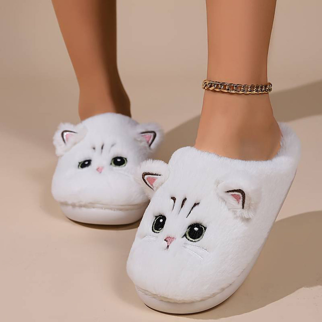 ROMÉE - Zapatillas de casa cálidas con diseño de gato para mujeres