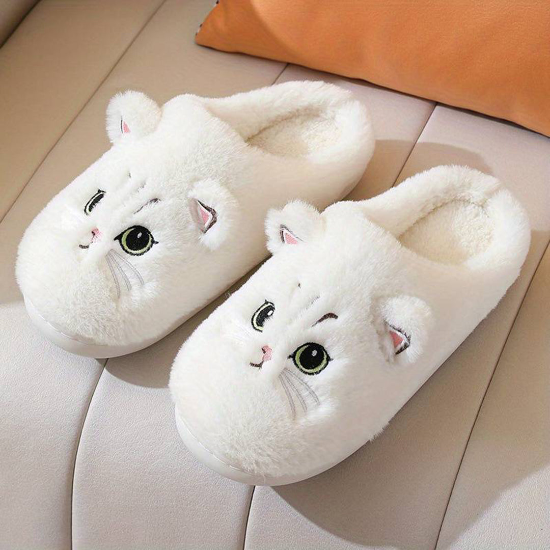 ROMÉE - Zapatillas de casa cálidas con diseño de gato para mujeres