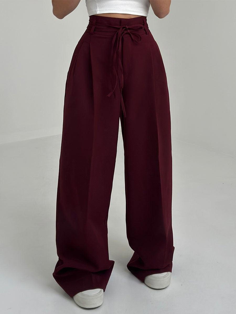 Pantalón de pierna ancha con cintura elástica y caída fluida – ANARA