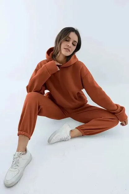 ARLET - Conjunto de chándal oversize de dos piezas con capucha para mujer
