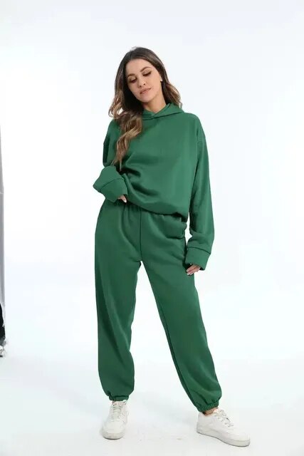ARLET - Conjunto de chándal oversize de dos piezas con capucha para mujer