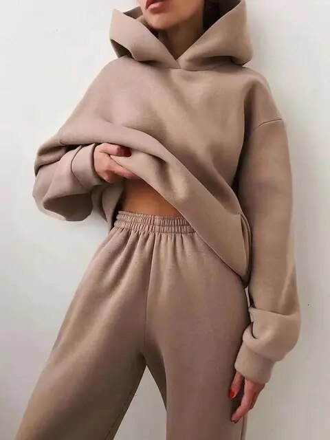 ARLET - Conjunto de chándal oversize de dos piezas con capucha para mujer