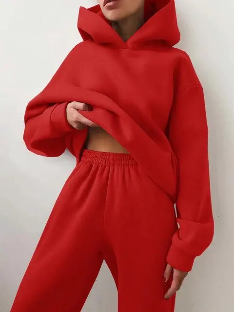ARLET - Conjunto de chándal oversize de dos piezas con capucha para mujer