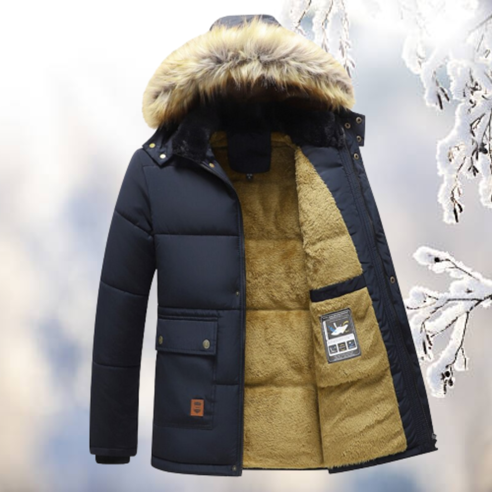 Chaqueta de invierno para hombre con capucha y cuello de peluche – MATTEN