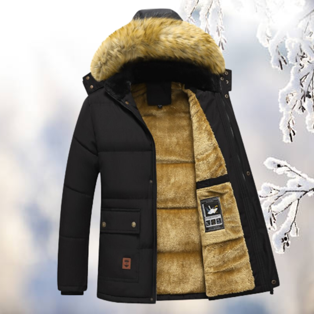 Chaqueta de invierno para hombre con capucha y cuello de peluche – MATTEN