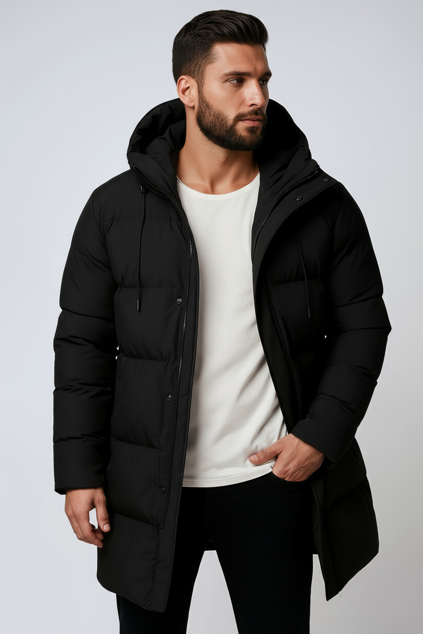 Abrigo largo de invierno para hombre con capucha – HERVAN