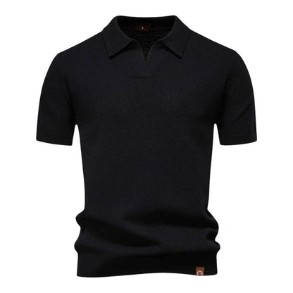 Polo de hombre con textura estructurada y cuello abierto – VICTOR