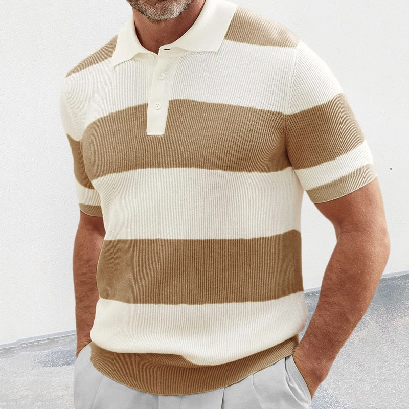 Polo de hombre con textura de canalé y rayas anchas – ENRICO