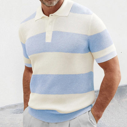 Polo de hombre con textura de canalé y rayas anchas – ENRICO