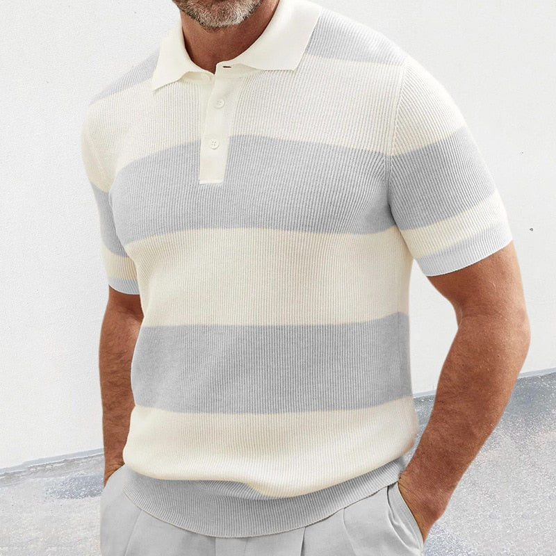 Polo de hombre con textura de canalé y rayas anchas – ENRICO