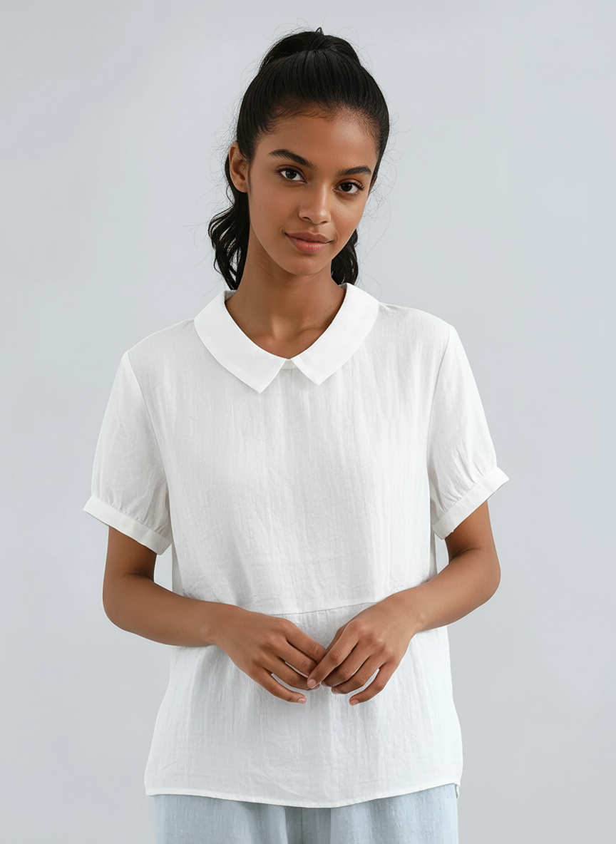 COTELIA – Blusa de mujer de algodón con manga corta y estilo fresco
