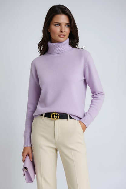 MAVIRA – Jersey de mujer de punto grueso con cuello alto y diseño cálido