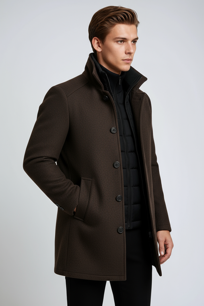 Chaqueta de invierno para hombre con cuello alto y cierre de botones – DANTOR