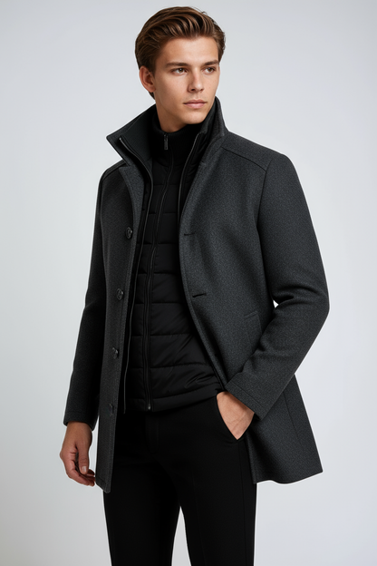 Chaqueta de invierno para hombre con cuello alto y cierre de botones – DANTOR