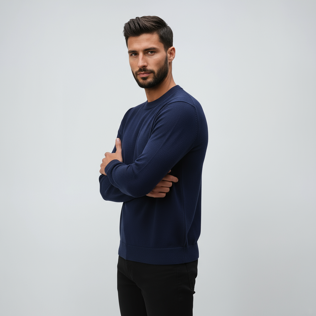 LUCARO – Jersey de hombre con cuello redondo y diseño minimalista