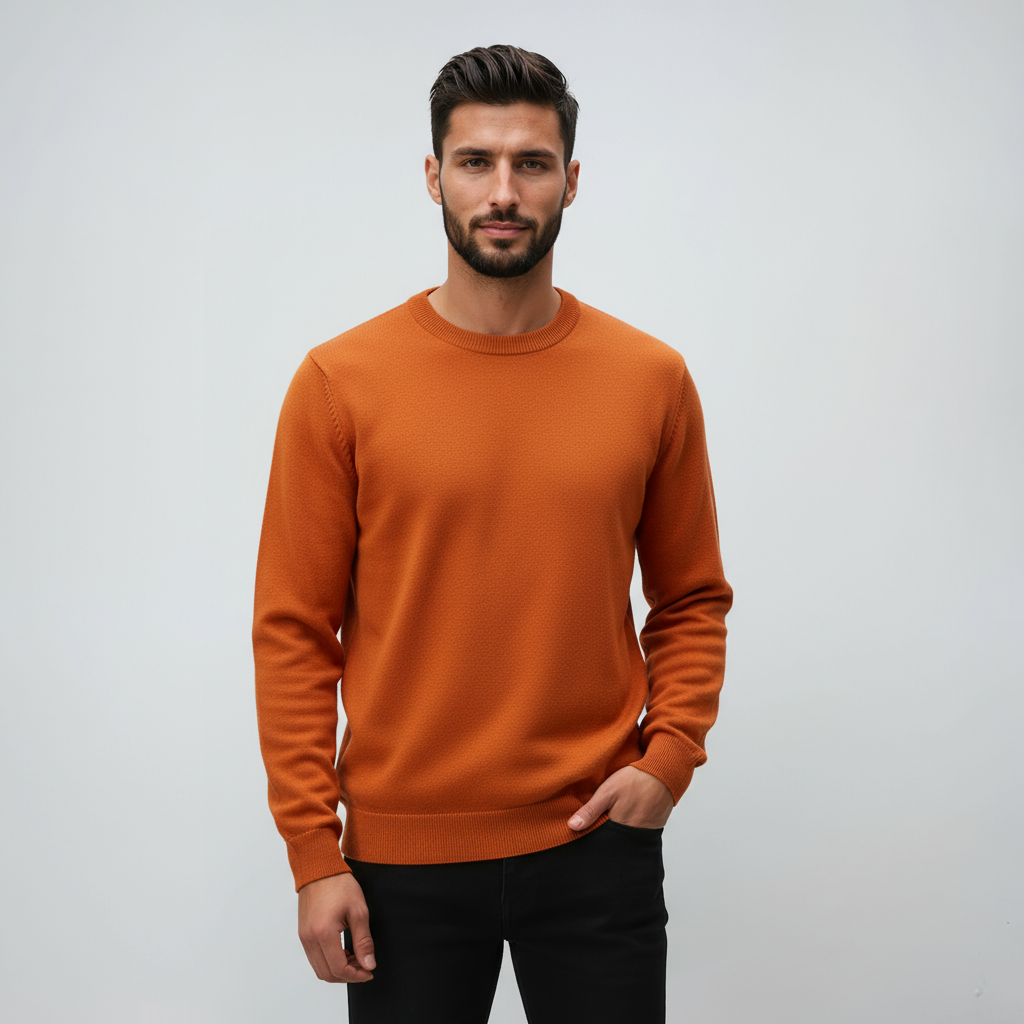 LUCARO – Jersey de hombre con cuello redondo y diseño minimalista