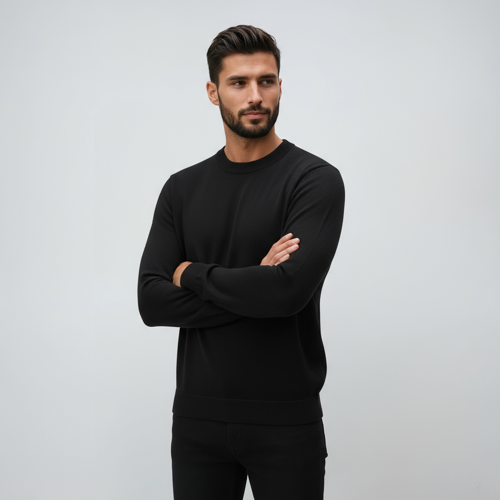 LUCARO – Jersey de hombre con cuello redondo y diseño minimalista