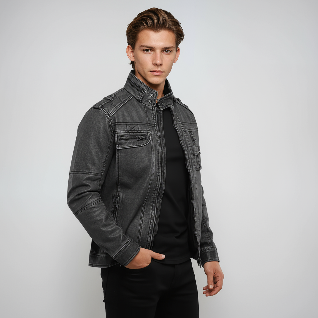 Cazadora vaquera corta de hombre con cremallera – DARELON