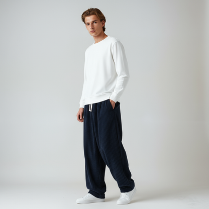 STEVOR – Pantalón ancho de pana para hombre con cintura ajustable