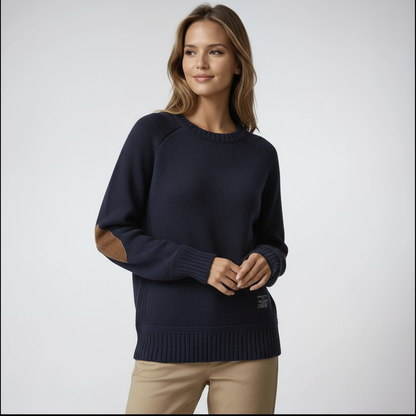 SUELEA – Jersey de mujer de punto con parches de ante en los codos