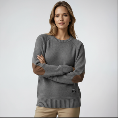 SUELEA – Jersey de mujer de punto con parches de ante en los codos