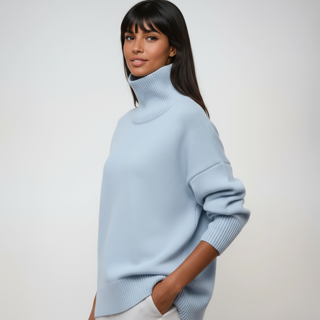 CAMELIA – Jersey de cuello alto oversize para mujer con estilo relajado
