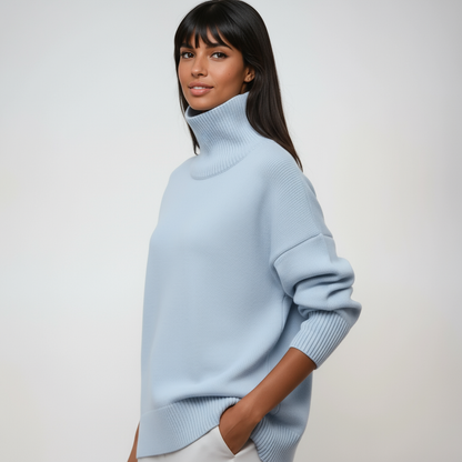 CAMELIA – Jersey de cuello alto oversize para mujer con estilo relajado
