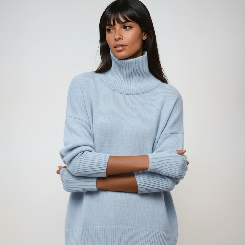 CAMELIA – Jersey de cuello alto oversize para mujer con estilo relajado