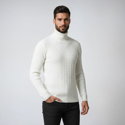 Jersey de hombre de punto acanalado con cuello alto – NESTOR