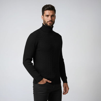 Jersey de hombre de punto acanalado con cuello alto – NESTOR