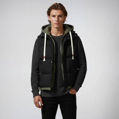 LIAVEN – Chaleco acolchado tipo puffer para hombre con capucha