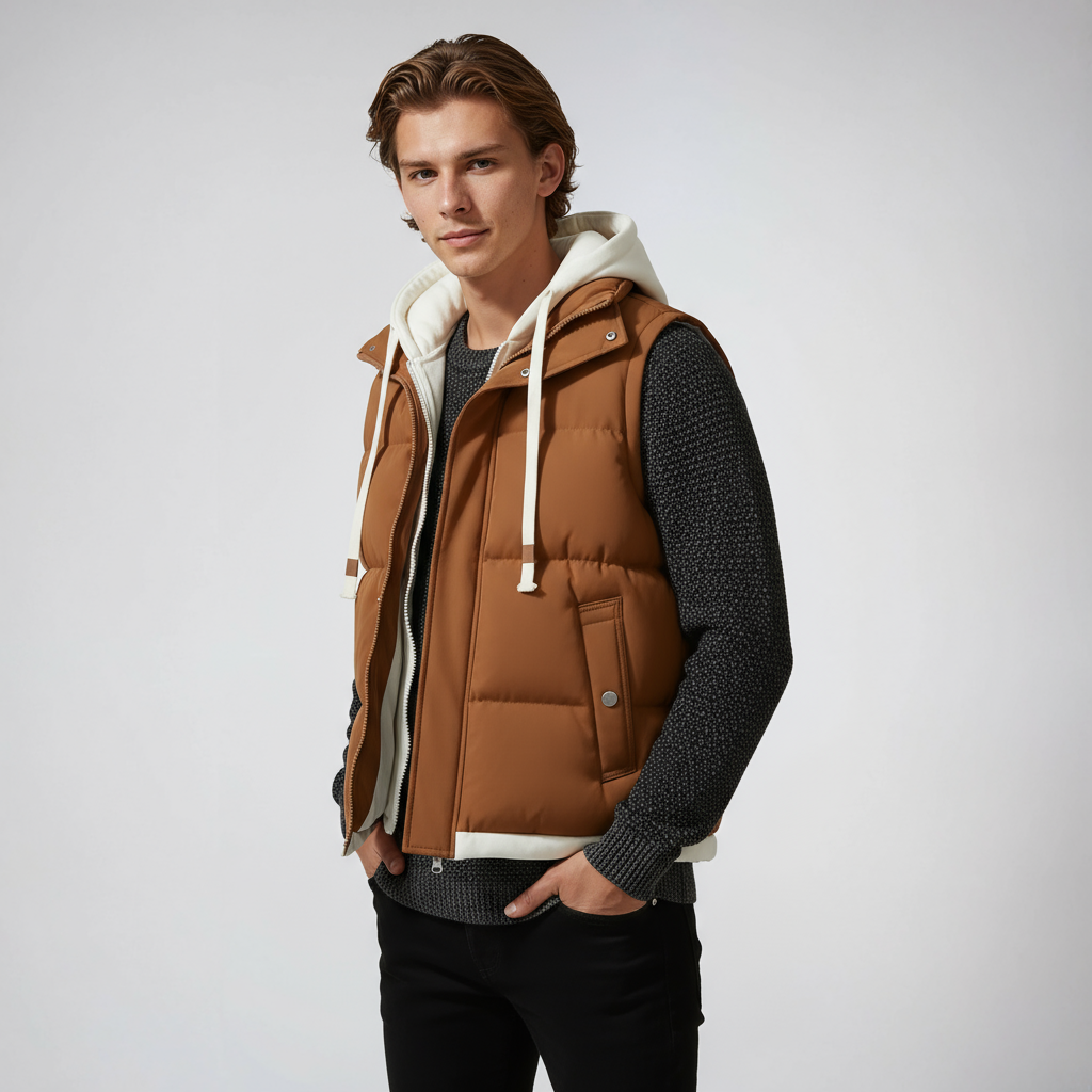 LIAVEN – Chaleco acolchado tipo puffer para hombre con capucha