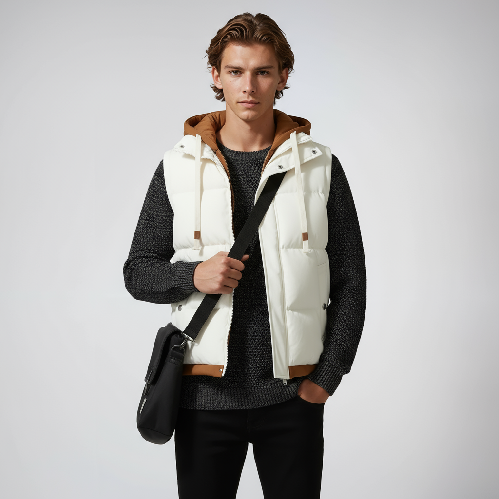 LIAVEN – Chaleco acolchado tipo puffer para hombre con capucha