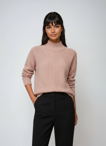 ELLARA – Jersey de mujer con diseño de ochos y cuello alto