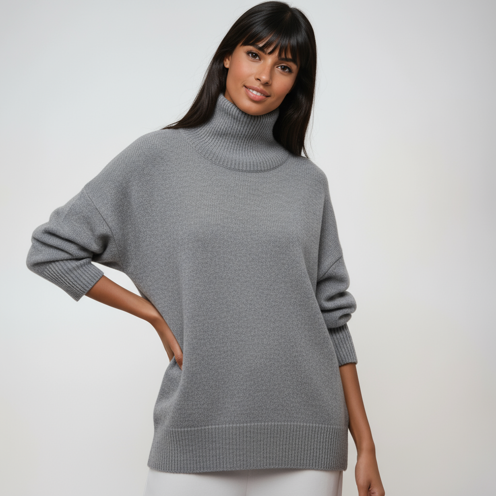 CAMELIA – Jersey de cuello alto oversize para mujer con estilo relajado