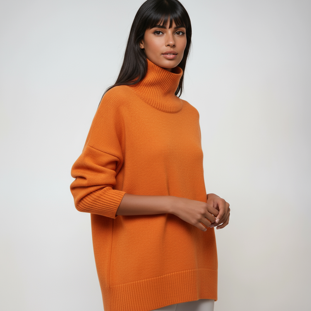 CAMELIA – Jersey de cuello alto oversize para mujer con estilo relajado