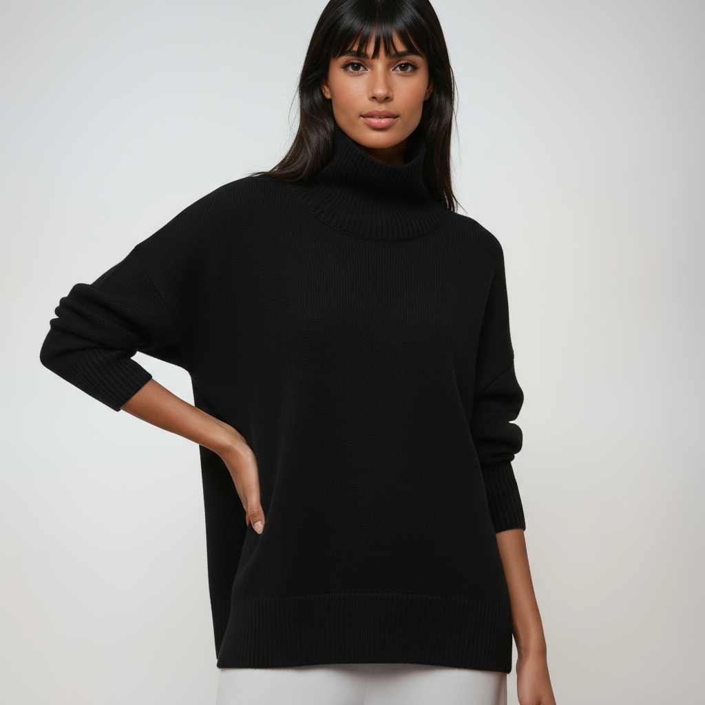 CAMELIA – Jersey de cuello alto oversize para mujer con estilo relajado