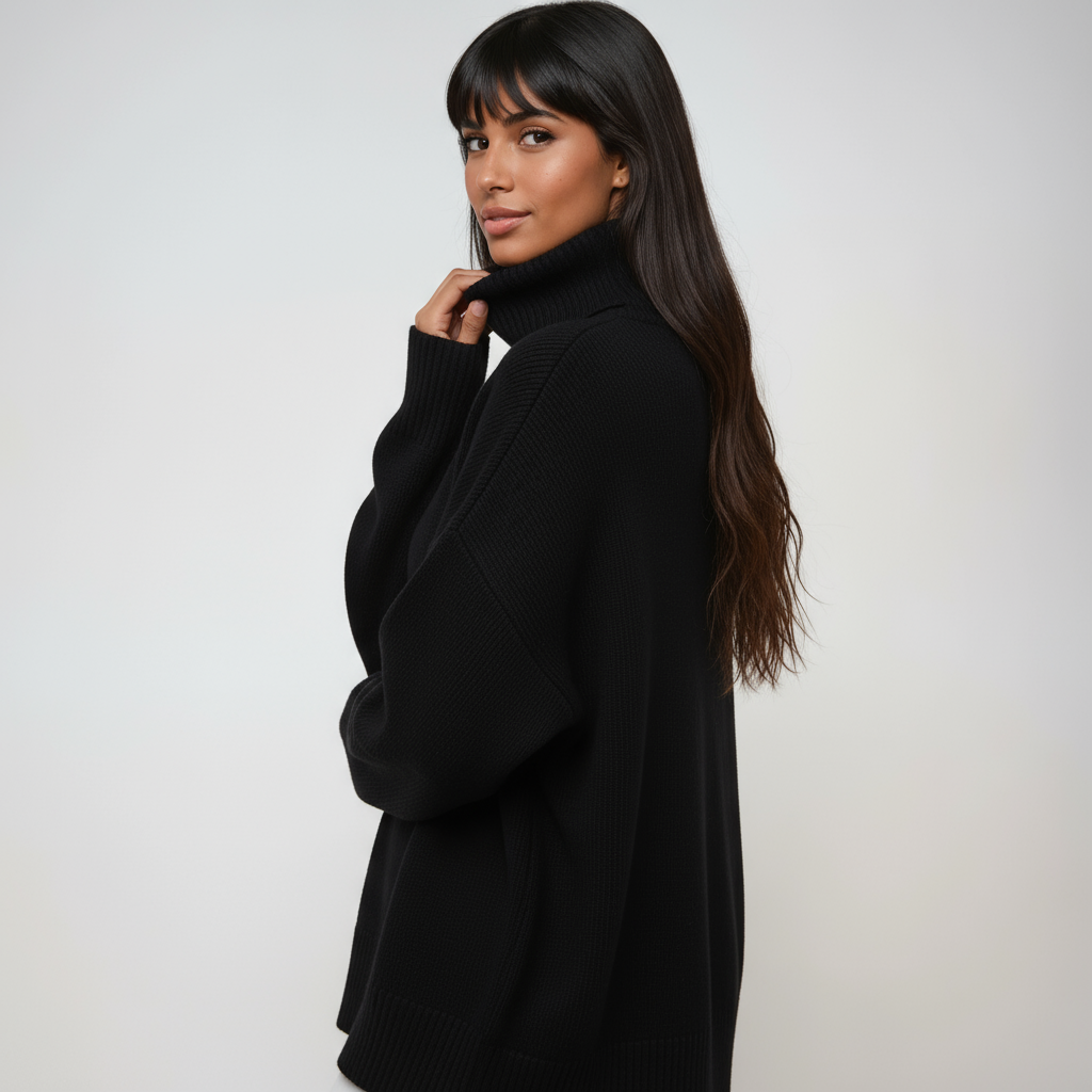 CAMELIA – Jersey de cuello alto oversize para mujer con estilo relajado