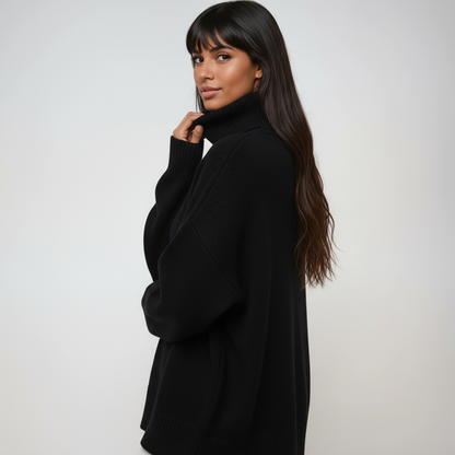 CAMELIA – Jersey de cuello alto oversize para mujer con estilo relajado