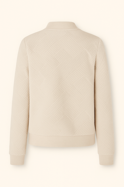 Chaqueta beige de mujer con cremallera y bolsillos – BELVINA